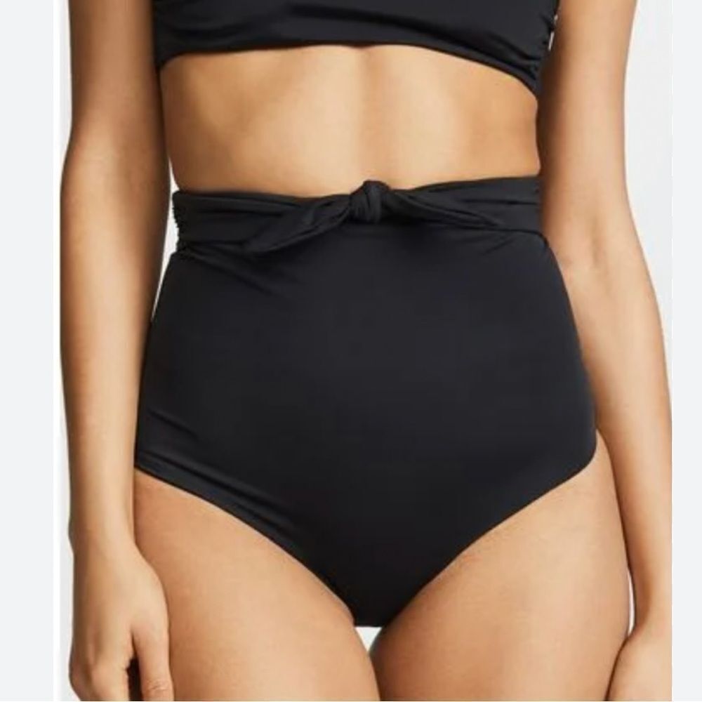 Nwt Mara Hoffman Jay High Waist Tie Front Black Bikini Bottom 3x